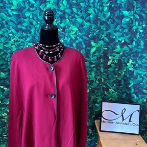 Nine West Women's Faux-Leather-Trim Cape Blazer